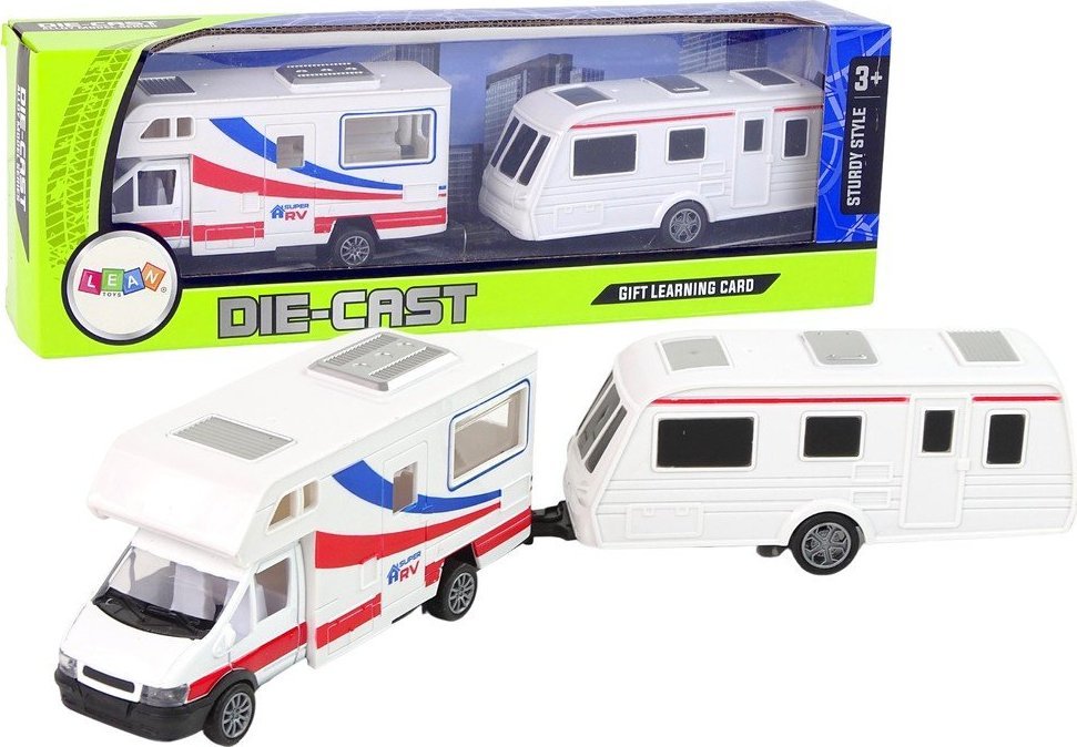 LeanToys Zestaw Pojazdów Kamper Przyczepa Kempingowa Metalowe Elementy