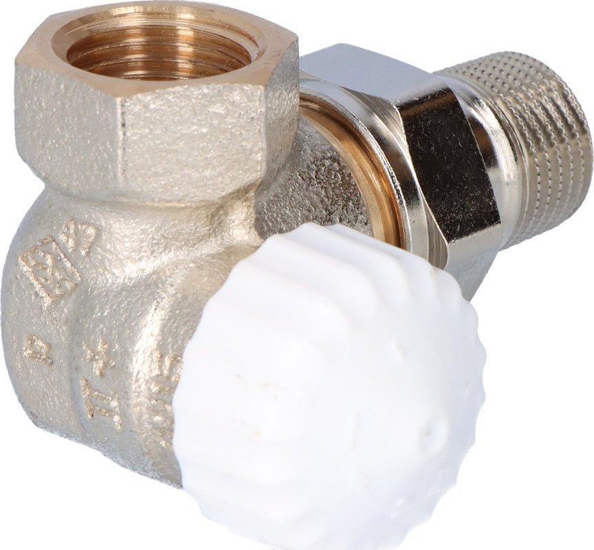 Heimeier Zawór termostatyczny V-exakt II DN15 niklowany, kapa biała kątowo-narożny do montażu z prawej strony grzejnika