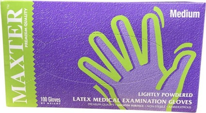 Rękawice lateksowe pudrowe MAXTER, 100 szt., M