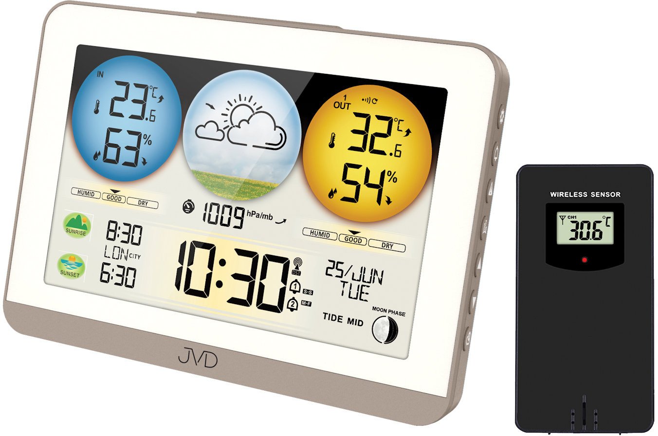 Stacja pogody JVD RB3409 ciśnienie tepperatura wilgotność alarmy .