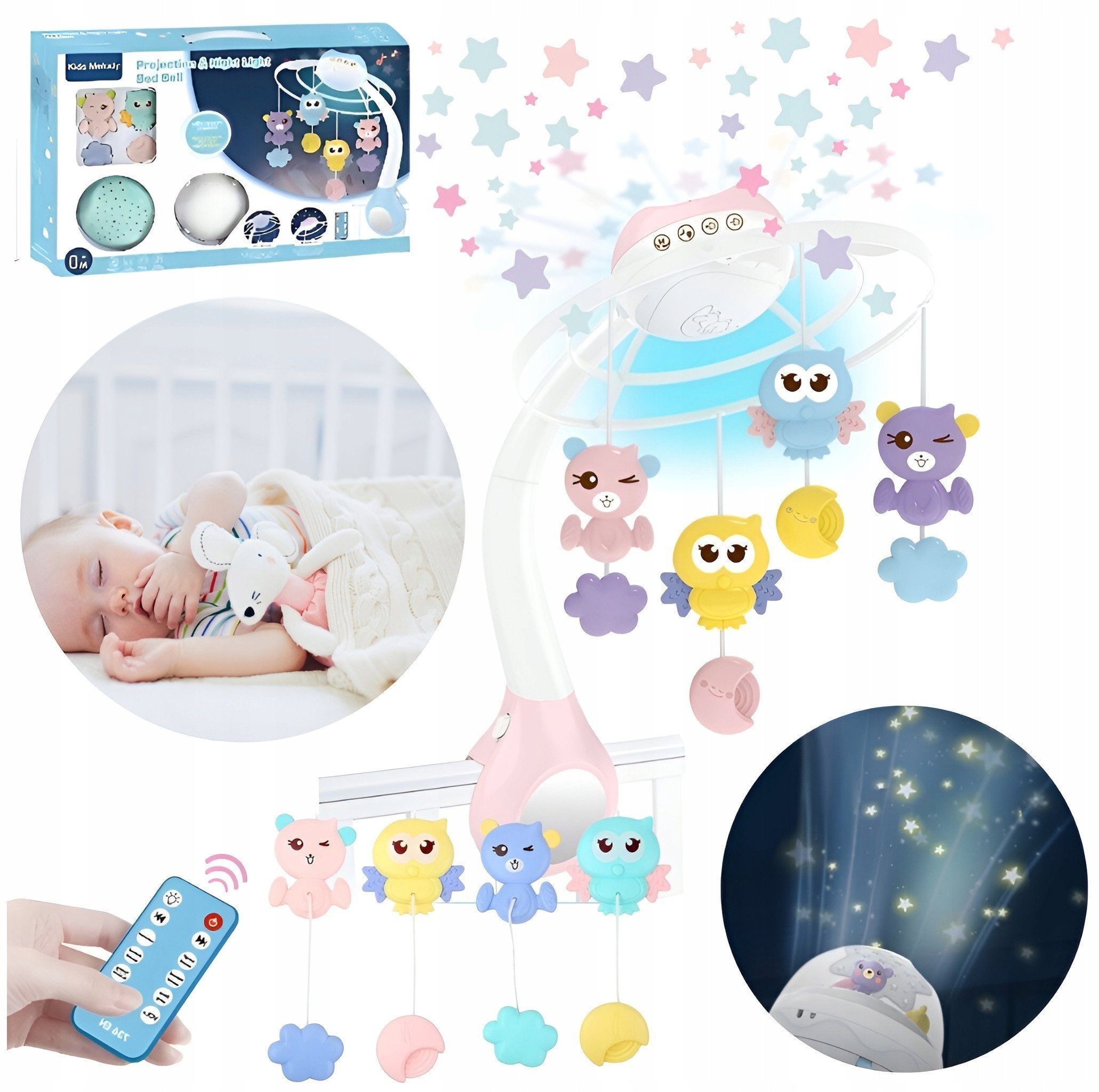 Karuzela z projektorem 3w1 rÃ³Å¼owa