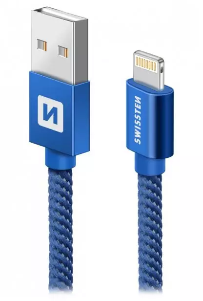 Swissten Textile Fast Charge 3A Lightning Data and Charging Cable 2m
