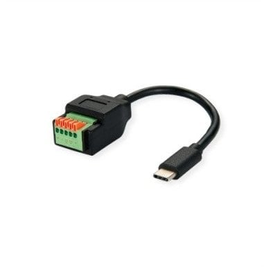 Adapter kabla ROLINE, wtyczka USB typu C do listwy zaciskowej 5-pinowej (przycisk), 15 cm