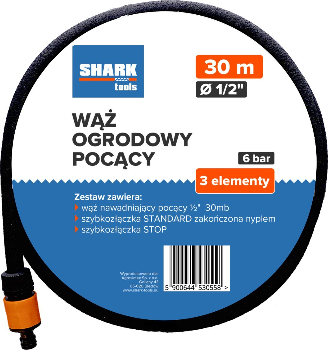 Nawadniający wąż ogrodowy pocący 1/2" 30m Shark Tools