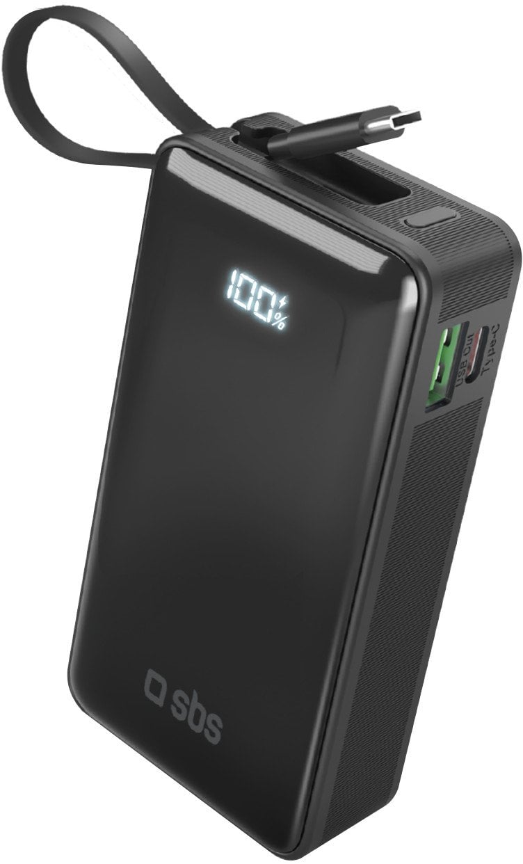 SBS LCD Power Bank 10000 mAh melna - Portativais barosanas avots