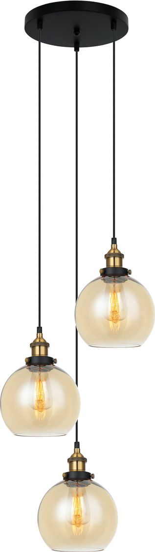 Lampa wisząca Italux Lampa sufitowa bursztynowa do wysokich pomieszczeń Italux Cardena MDM-4330/3 GD+AMB