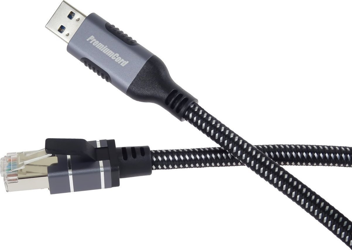 Kabel USB PremiumCord USB-A - RJ-45 2 m Srebrny (kunet2)