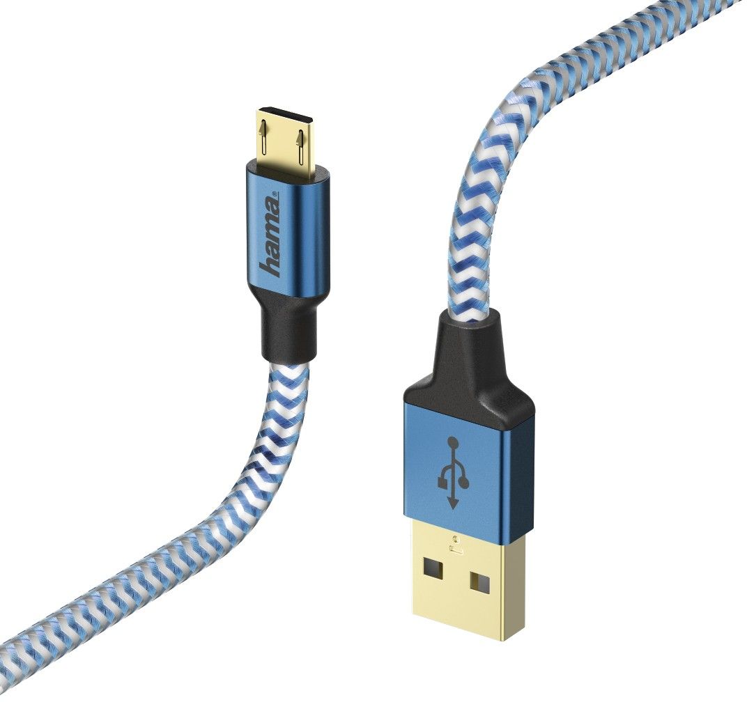 Kabel USB Hama USB-A - microUSB 1.5 m Niebieski (001782890000)