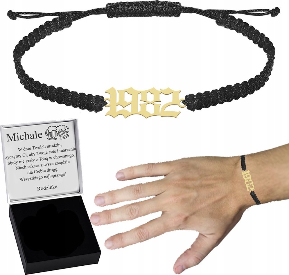 Radziszewska Jewellery Pozłacana Bransoletka Data Rocznik DEDYKACJA