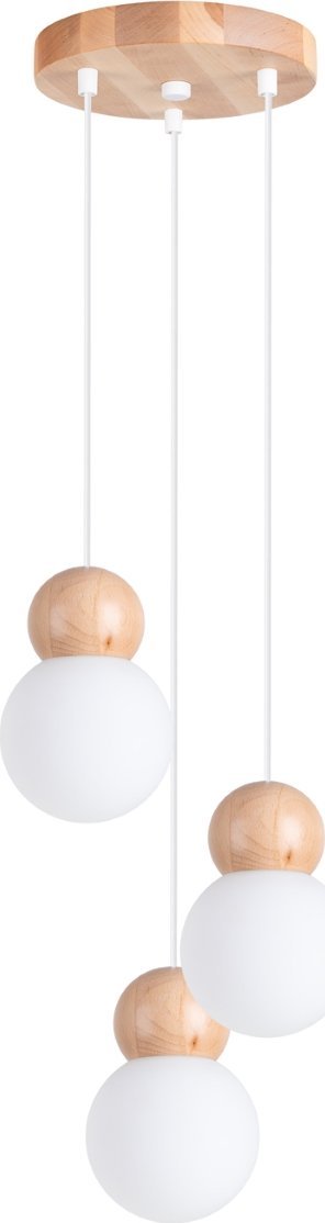 Lampa wisząca Sollux Lighting SOLLUX Lampa wisząca PEKKA 3P biała/naturalne drewno 3 x G9 SL.1391