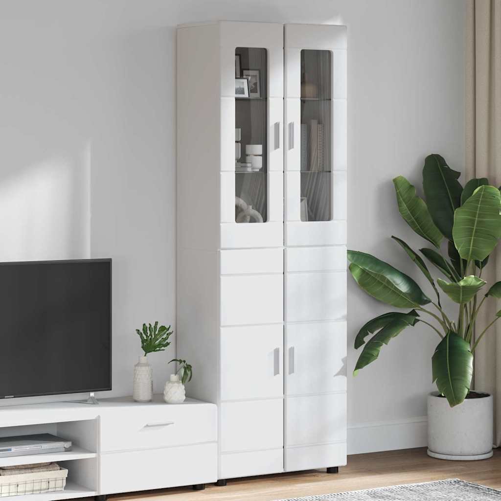 vidaXL Highboard z półką Wysoki połysk biały 60 x 35 x 182 cm