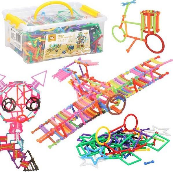 Springos Klocki konstrukcyjne, montażowe dla dzieci 869 el. rurki, kolorowe UNIWERSALNY