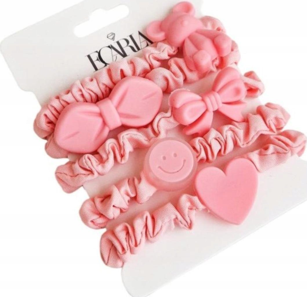 ECARLA_Gumki do włosów Różowe 5szt.
