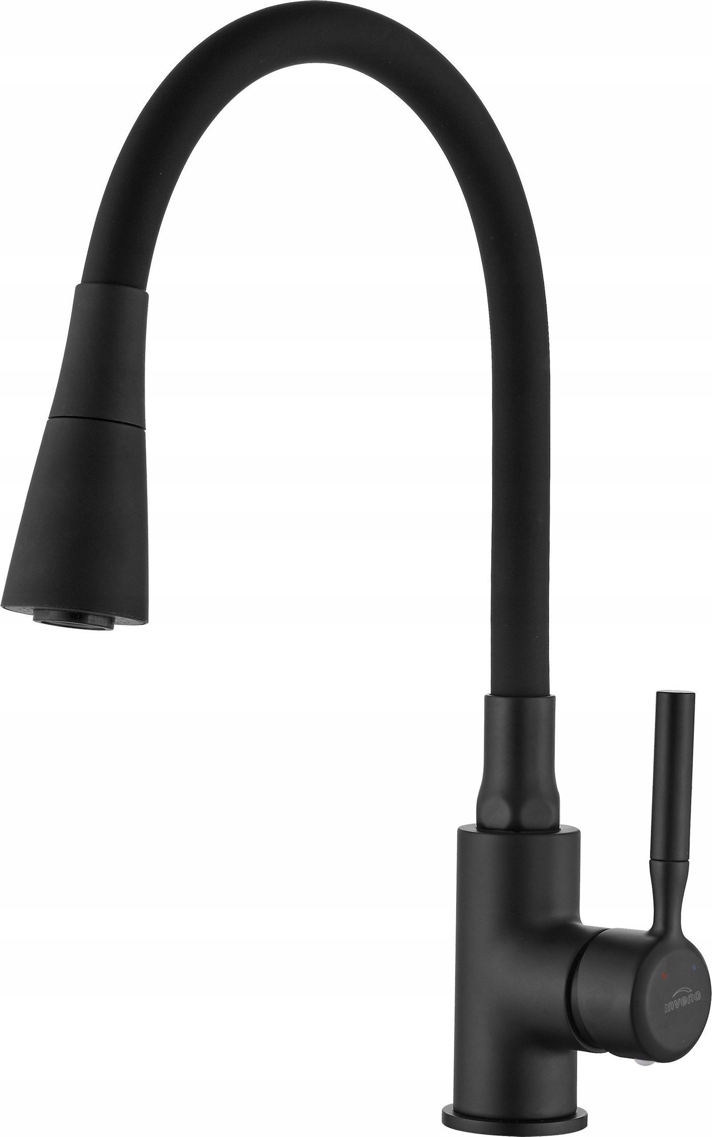 Invena Bateria zlewozmywakowa POGO PLUS z ruchomą 2F wylewką czarna