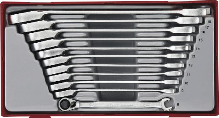 Teng Tools Zestaw kluczy płasko-oczkowych z grzechotką 8 - 19mm 11szt. (186740106)