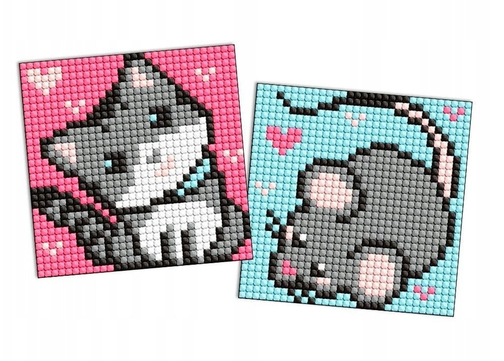 Diamentowa mozaika na naklejce IDEYKA, 9x9 cm, kids, szarzy przyjaciele, 2 szt.