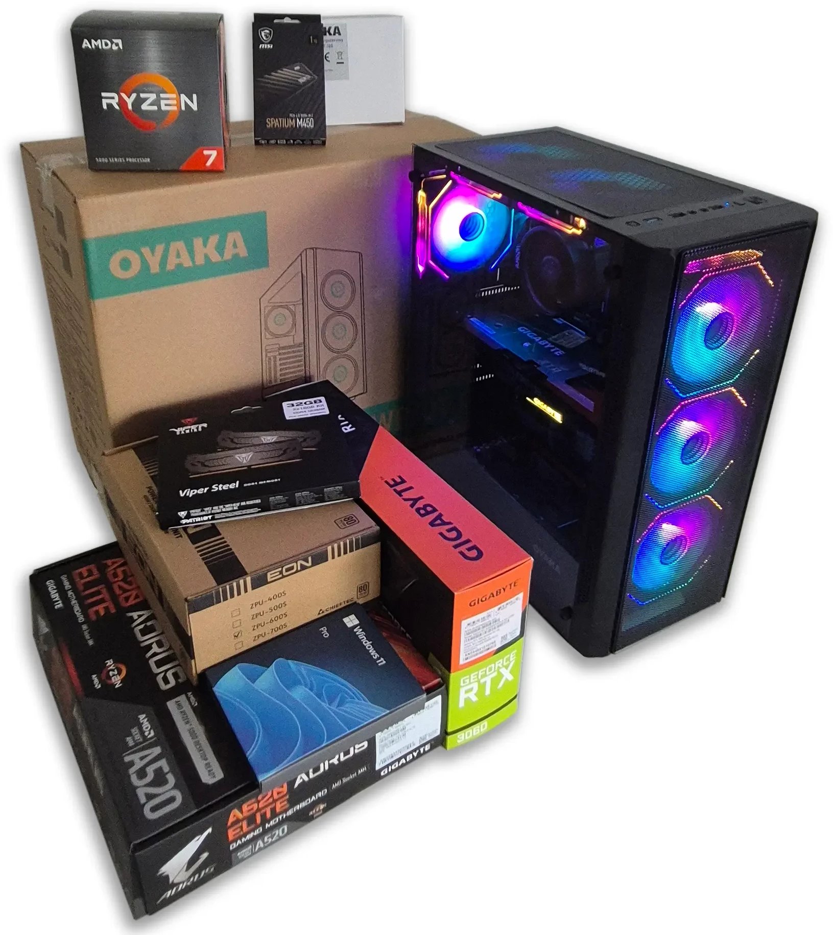 Komputer Ryzen 7 5700 3,7GHZ RTX 3060 12GB 32GB RAM 3600MHz SSD1TB Win11PRO