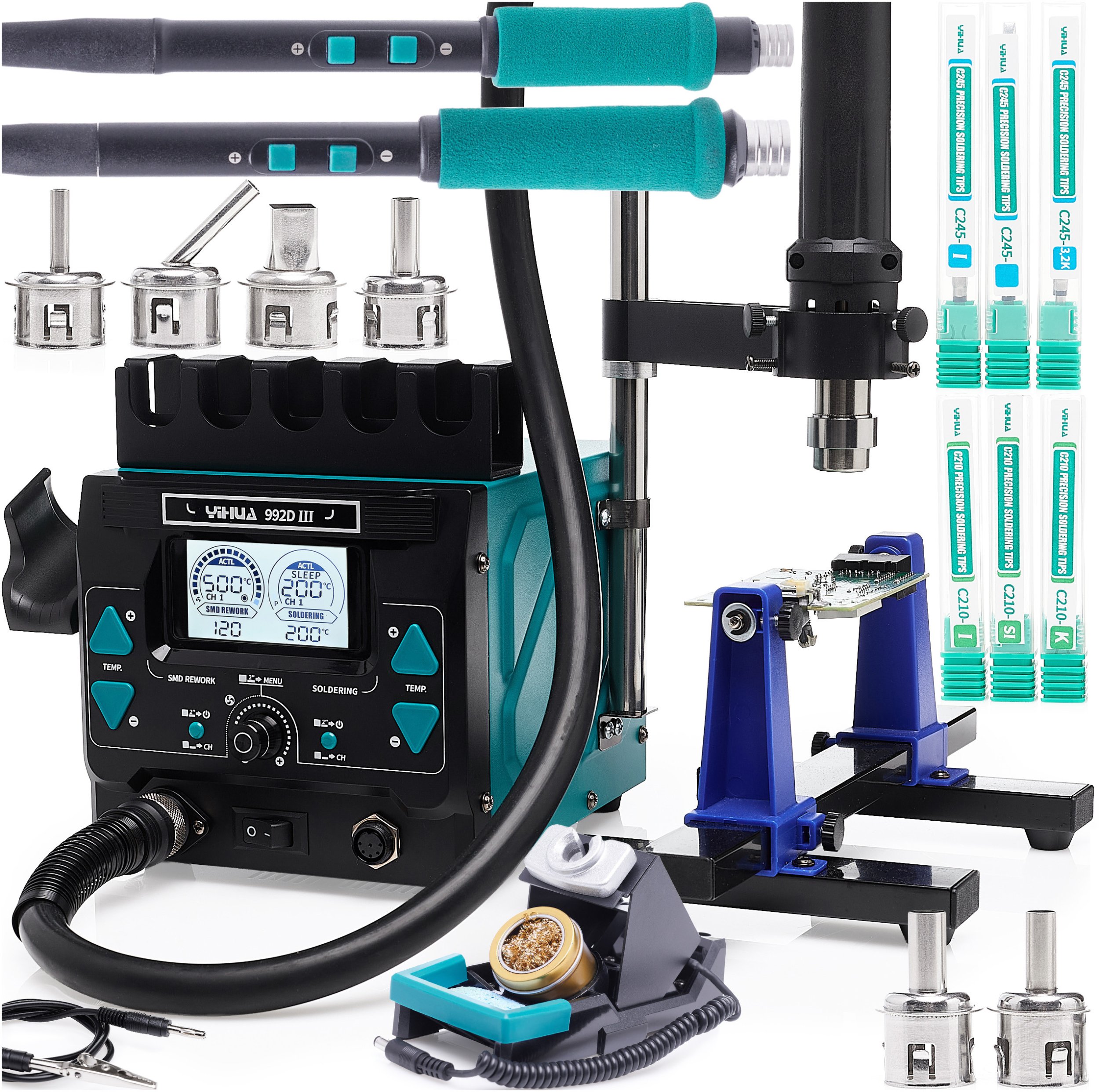 Stacja Lutownicza Hot Air Yihua 992D-III 1220W Uchwyt na Kolbę Uchwyt PCB