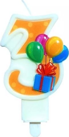 MK TRADE Świeczka cyfra 3 z balonami