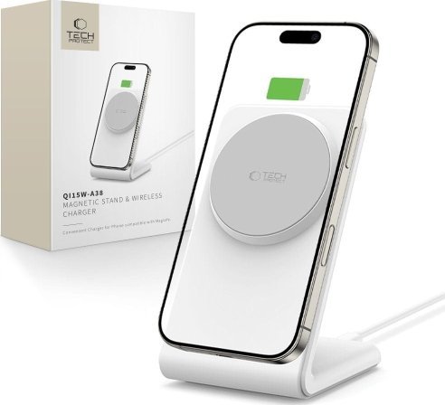 TECH-PROTECT QI15W-A38 MAGNETIC MAGSAFE WIRELESS CHARGER WHITE