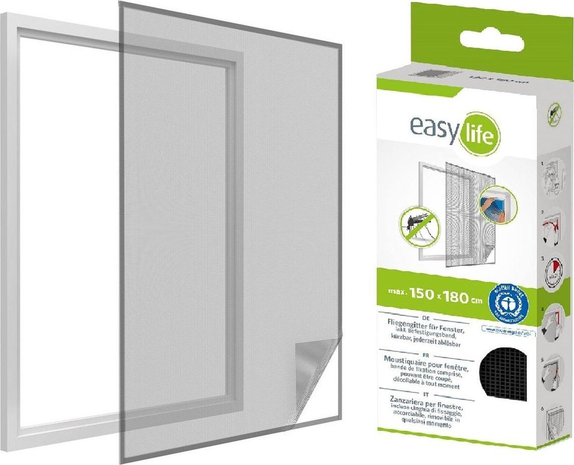 MOSKITIERA OKNO 150X180 CZARNA POLIESTER+TAŚMA RZEP