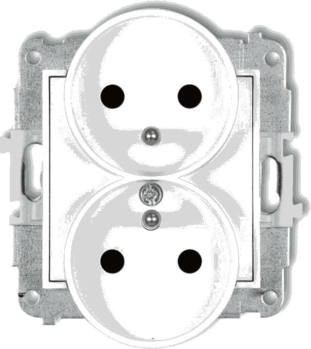 Karlik MINI Gniazdo podwójne z/u z przesłonami białe MGPR-2zp