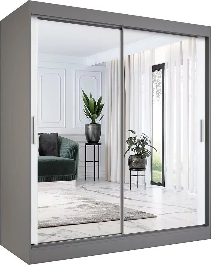 Elior Szafa przesuwna z lustrem 180 cm antracyt + biały - Edna 5X