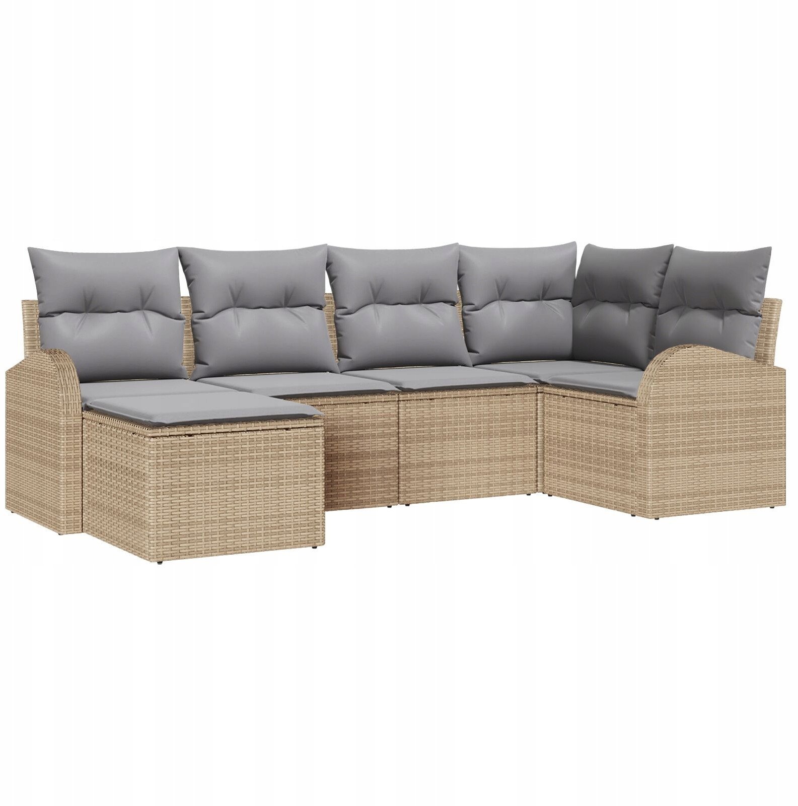 Zestaw ogrodowy 6-częściowy vidaXL z poduszkami beżowy polirattan, Sofa ogrodowa 2-osobowa vidaXL z przechowalnią i poduszkami beżowy polirattan