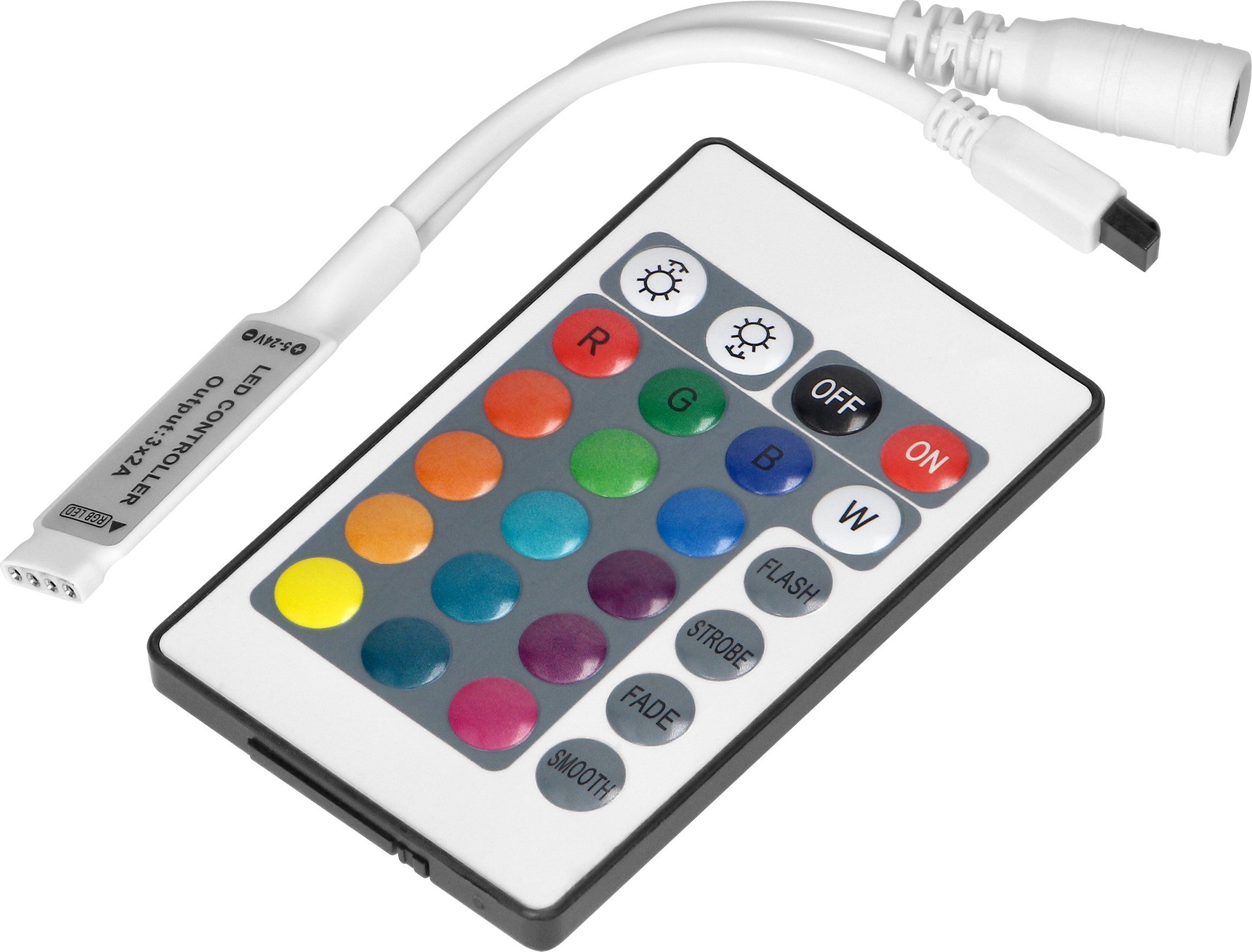 Orno Bezprzewodowy sterownik do taśm LED RGB z pilotem, 24 przyciski, 12V, 6A, 72W