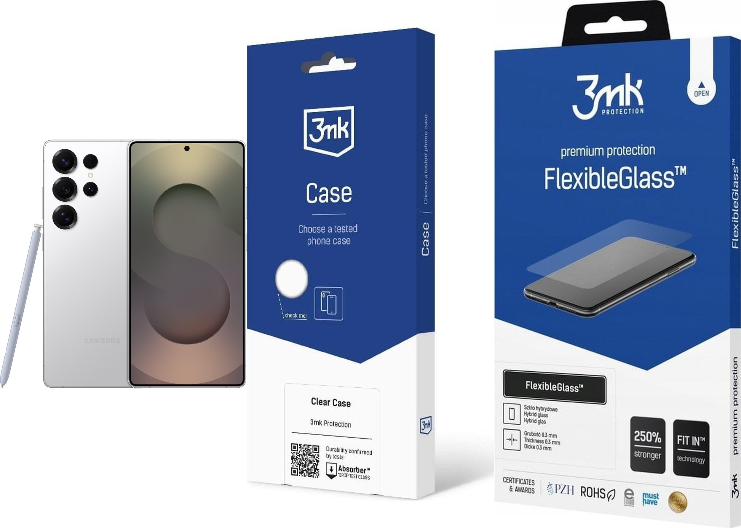 Smartfon Samsung Galaxy S25 Ultra 5G 12/512GB Srebrny (SM-S938BZS) + FlexibleGlass + Etui Clear Case