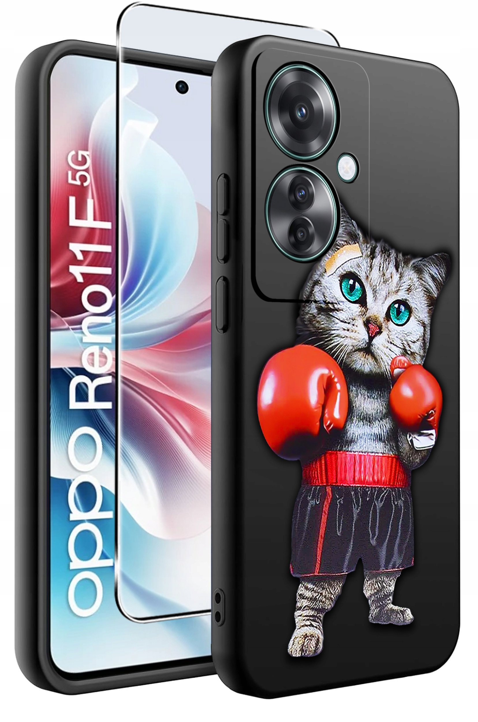 ETUI do Oppo Reno11 F 5G WZORY | SILIKONOWE MATT CASE + SZKŁO HARTOWANE 9H