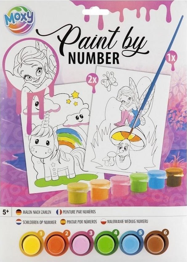 Malowanie po numerkach 2 x A4, 3 szt. - 6 farby i