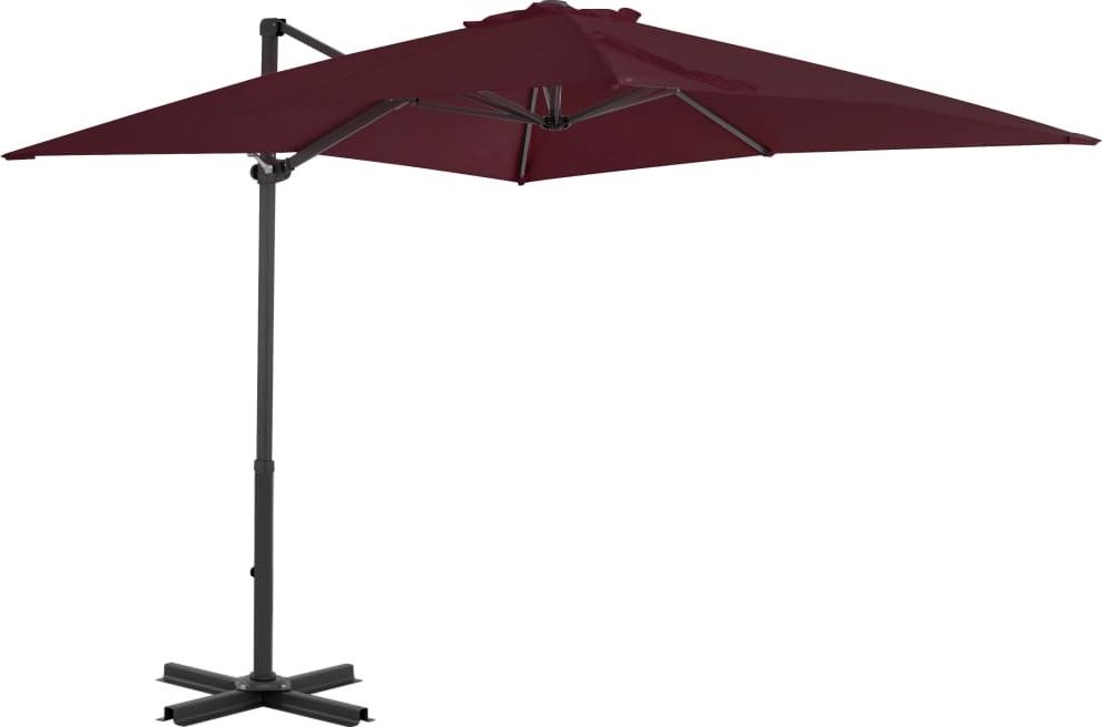 vidaXL Parasol wiszący na aluminiowym słupku, bordowy, 250x250 cm