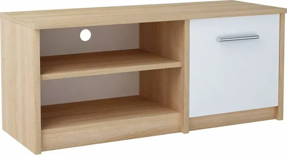 Elior Skandynawska szafka pod telewizor dąb sonoma + biały - Jurgen