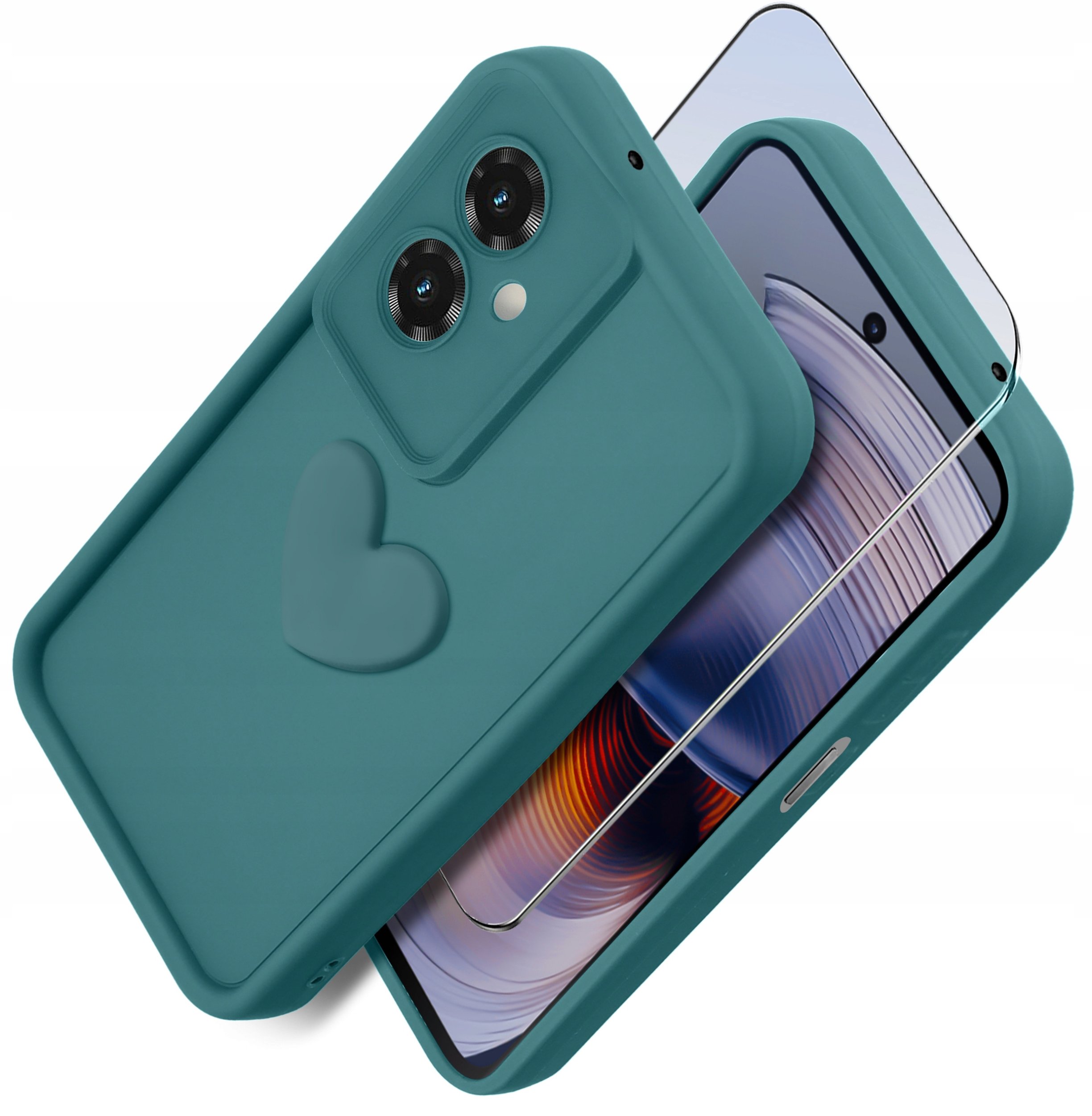 Etui do Motorola Moto G55 5G silikonowe MATOWE serce + Szkło na ekran