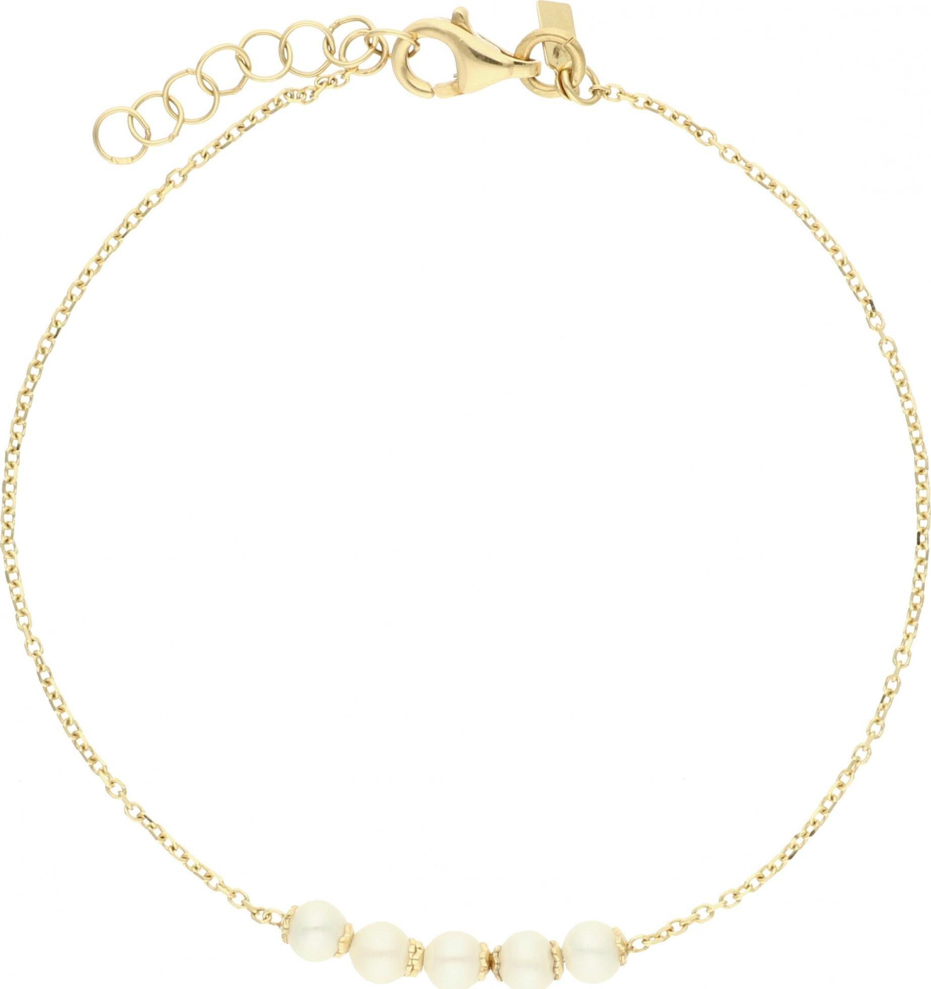 Rosanto Złota bransoleta z białymi perłami 20 cm 585 14k