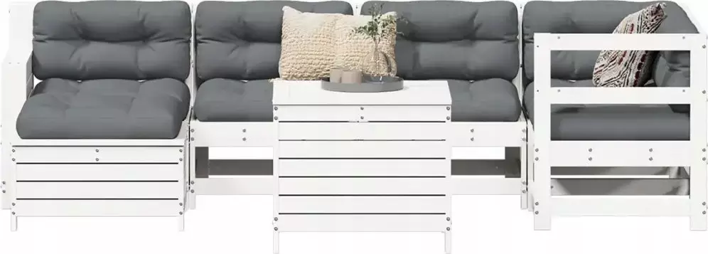 vidaXL 7-częściowy zestaw wypoczynkowy do ogrodu, biały, lite drewno sosnowe