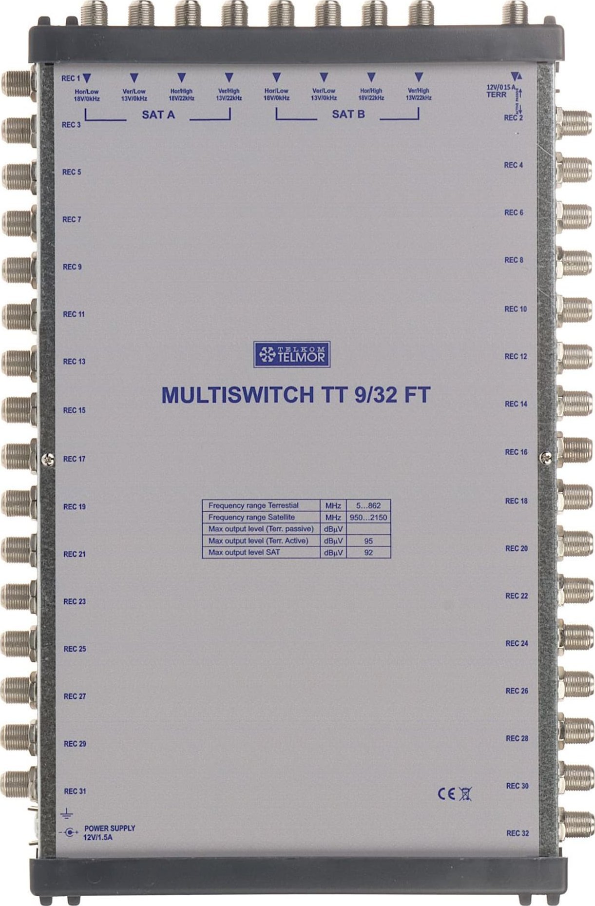 Terminal sieciowy Terra MULTISWITCH TT-9/32-FT 9 WEJŚĆ / 32 WYJŚCIA TELMOR