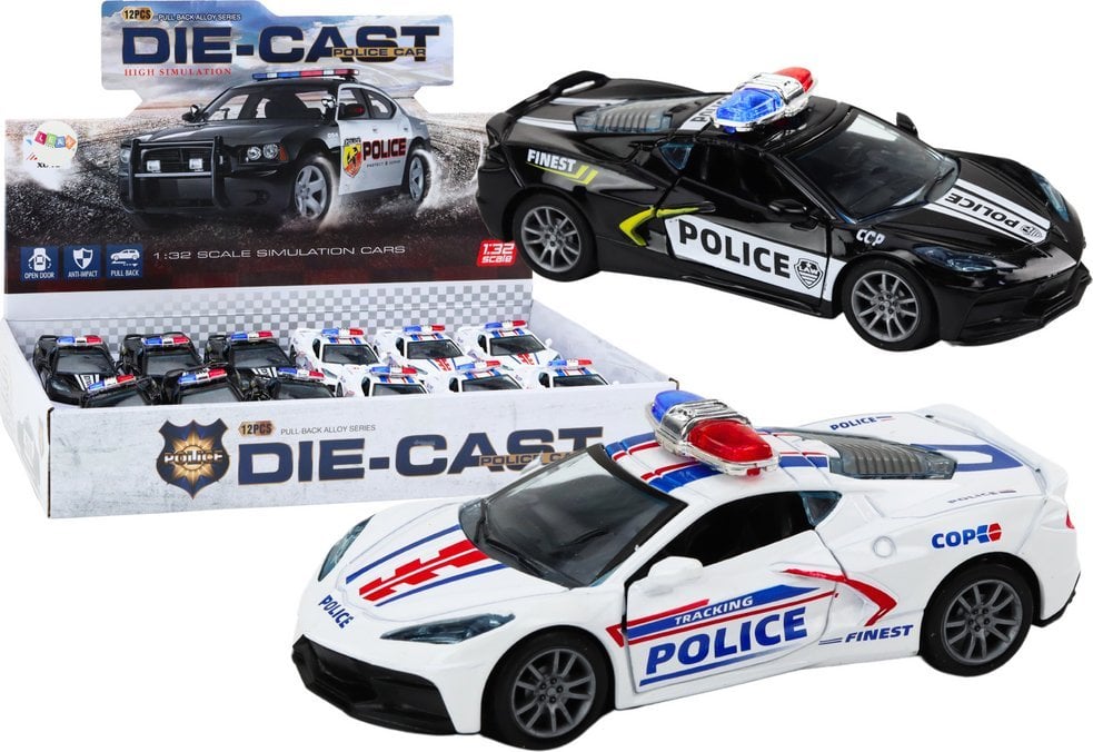 Auto Radiowóz Samochód Policyjny Metalowy 1:32 Napęd Mix