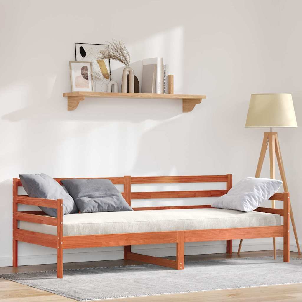 vidaXL Łóżko dzienne Z zagłówkiem Woskowy brąz Lite drewno sosnowe