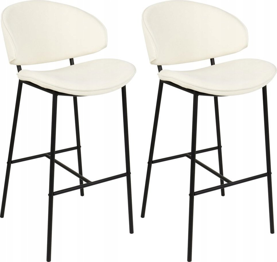 Beliani Tkanina Krzesło barowe Zestaw 2 Kremowy KIANA