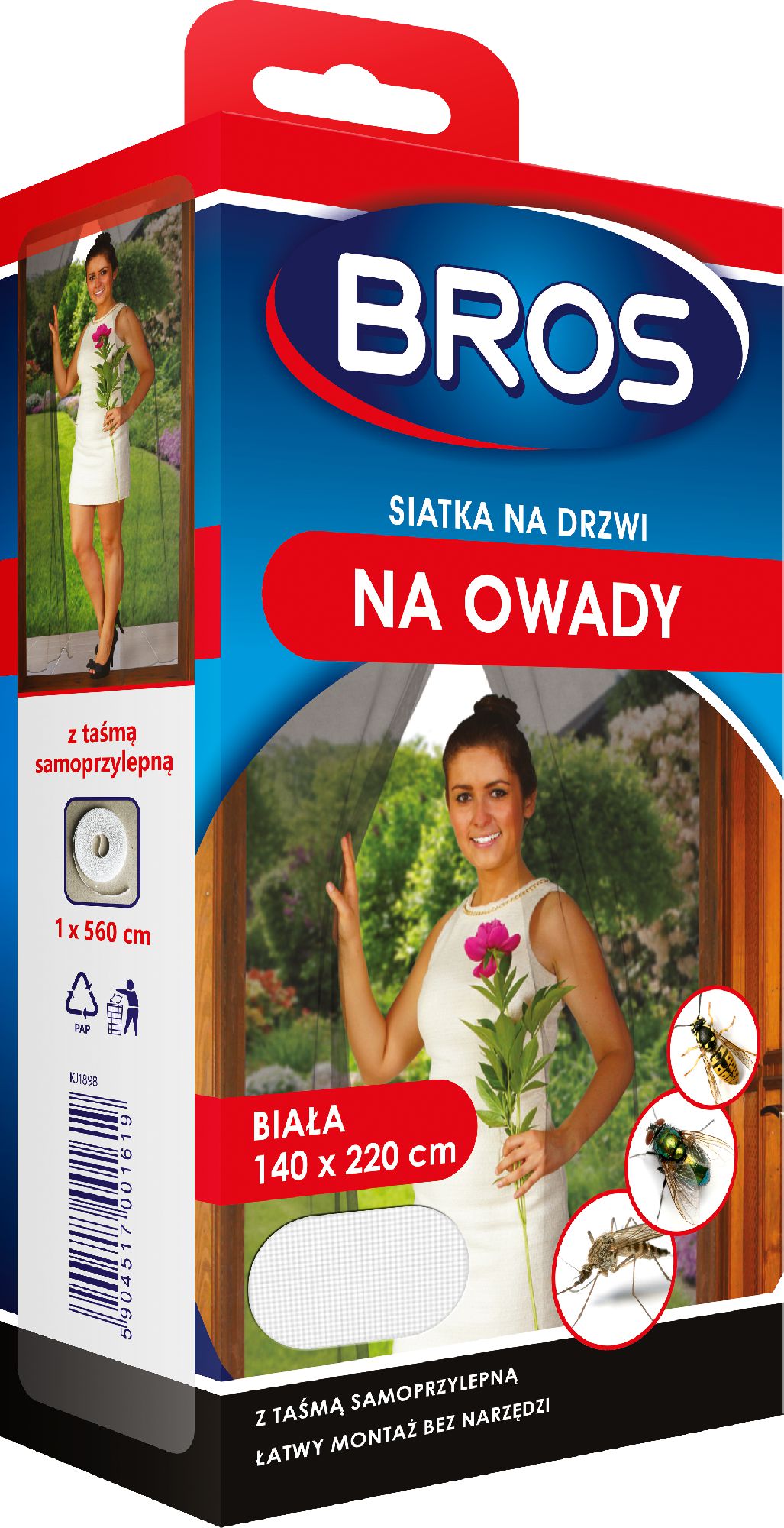 Bros Satka na drzwi 140 x 220 cm Biała