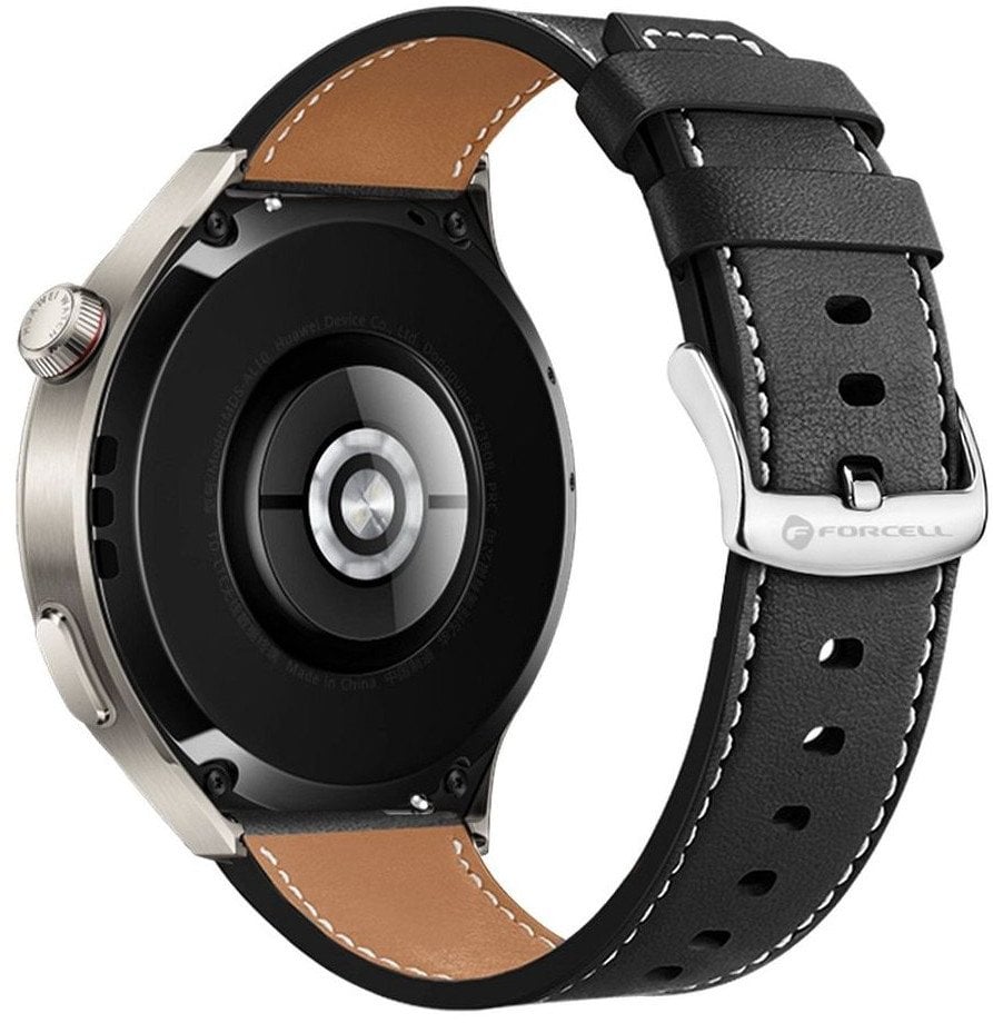 Pasek do Samsung Galaxy Watch Forcell F-Design FS21 dziurki skóra ekologiczna 20 mm czarny