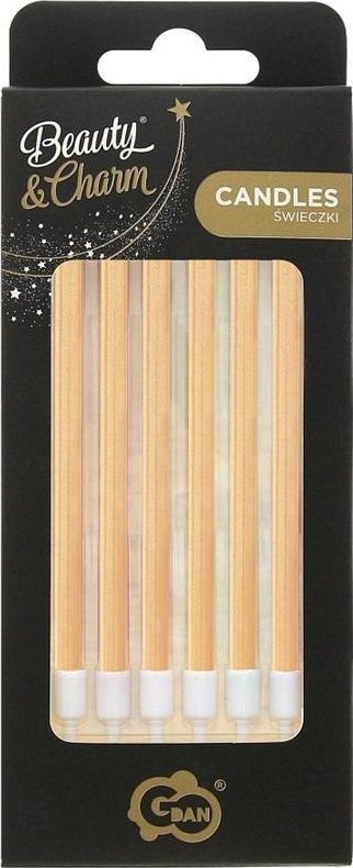 Świeczki B&C metaliczne jasnozłote 13.5x0.4cm 6szt