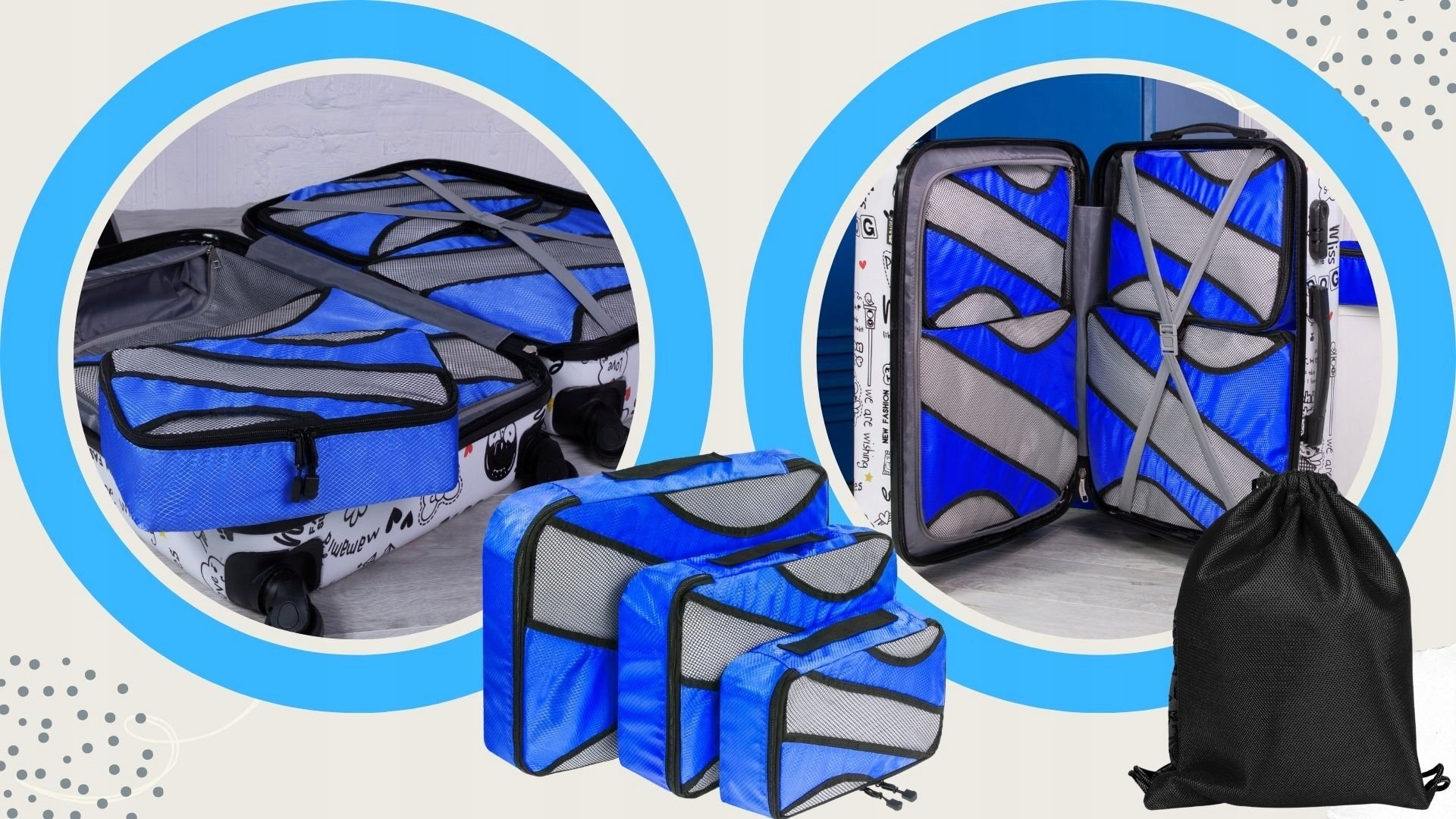 Wobell Zestaw Organizer Podróżny na Bieliznę do Walizki Szafy 5szt