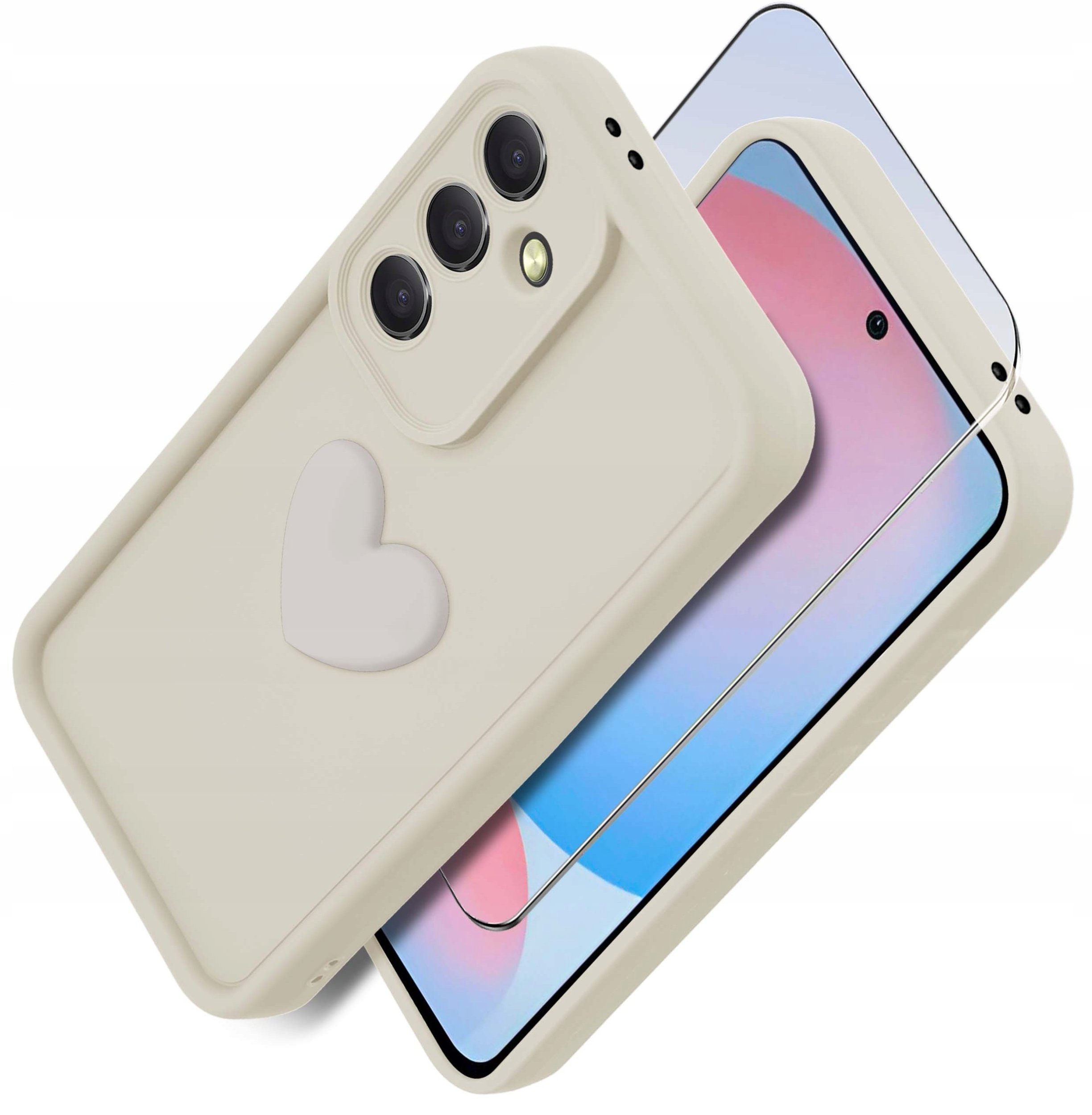 Etui do Samsung A56 5G silikonowe MATOWE serce + Szkło ochronne 9H