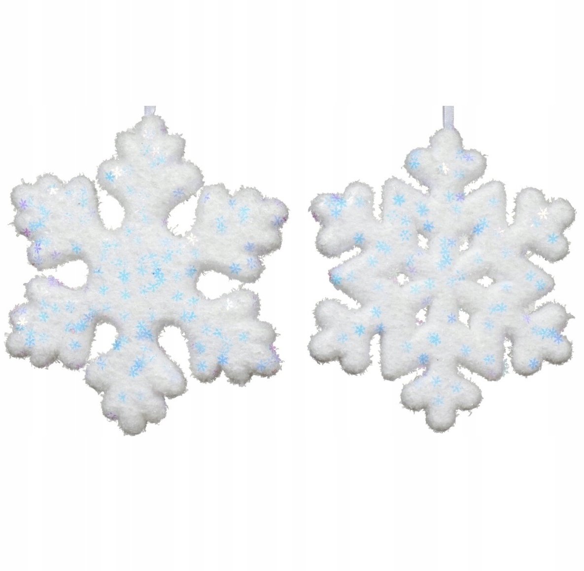 Zestaw 2 bombek choinkowych zawieszki piankowe śnieżynki 11cm