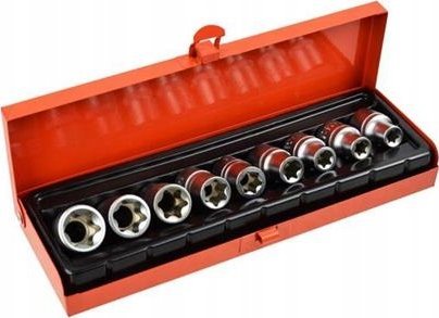 Geko 9el.kpl.nasadek torx E10-24,1/2"GEKO,walizka(20)