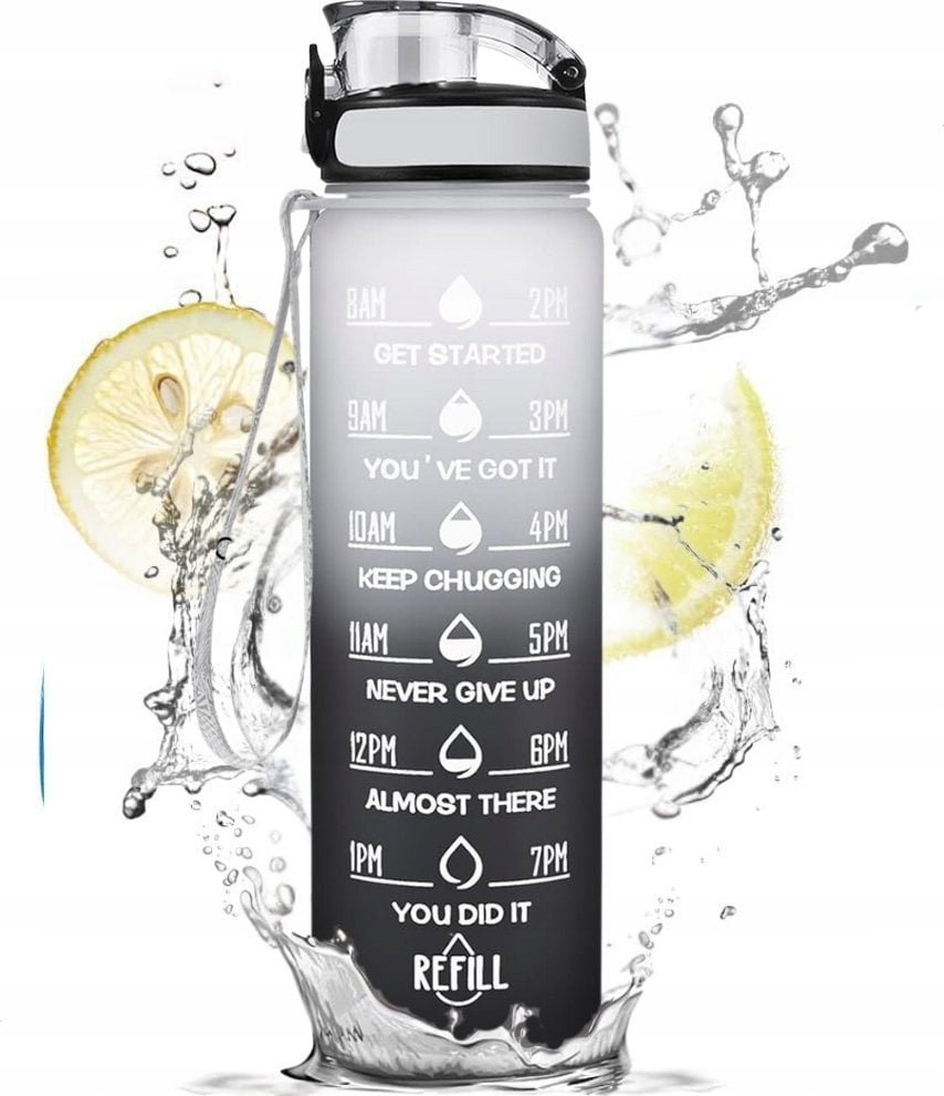 . BUTELKA SPORTOWA / MOTYWACYJNA BIDON REFILL BIAŁO-CZARNY