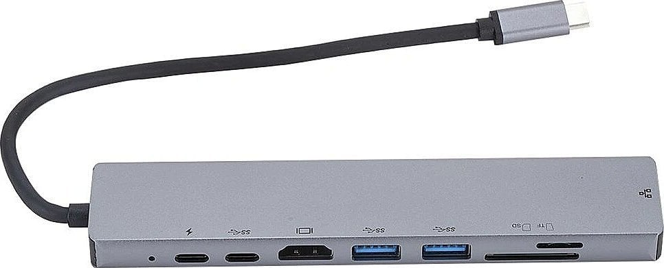 RoGer USB-C HUB 8in1 with USB-C PD / USB 3.0 x2 / RJ45 / HDMI / SD / TF card reader